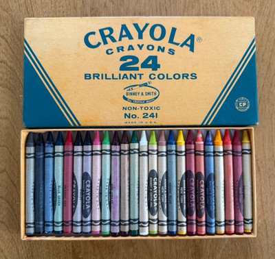 VINTAGE UNUSED CRAYOLA CRAYON 24 BOX No. 241 WITH 'FLESH' COLOR! BINNEY & SMITH