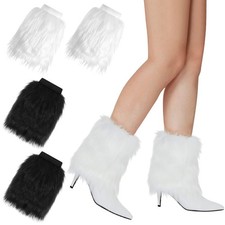 XEPST 2 Pairs Faux Fur Fuzzy Leg Warmers Furry Boot One Size, Multicolor