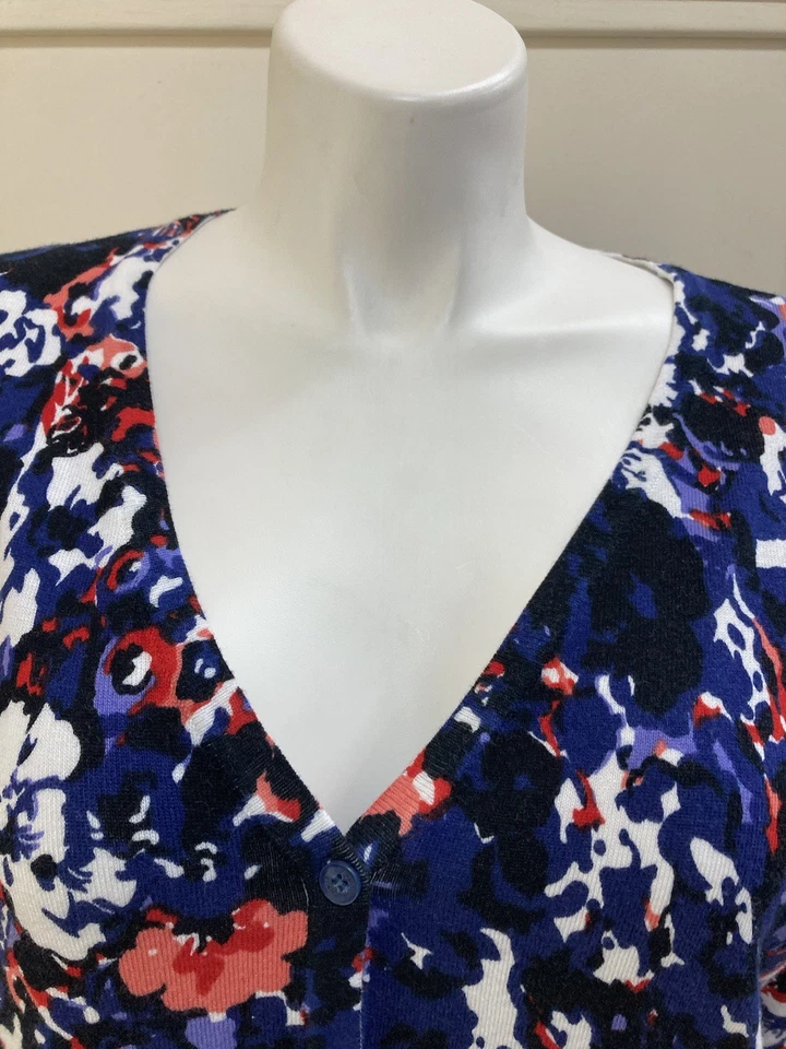 MUJER DENNIS BAJO TALLA X GRANDE FlLORAL BOTÓN DELANTERO CÁRDIGAN SUÉTER Nuevo Foto 2 de 4