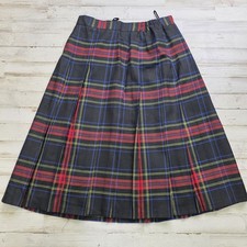 VTG Tartan Plaid Pleated Multicolor Skirt Womens Size 12 Made in Romania
