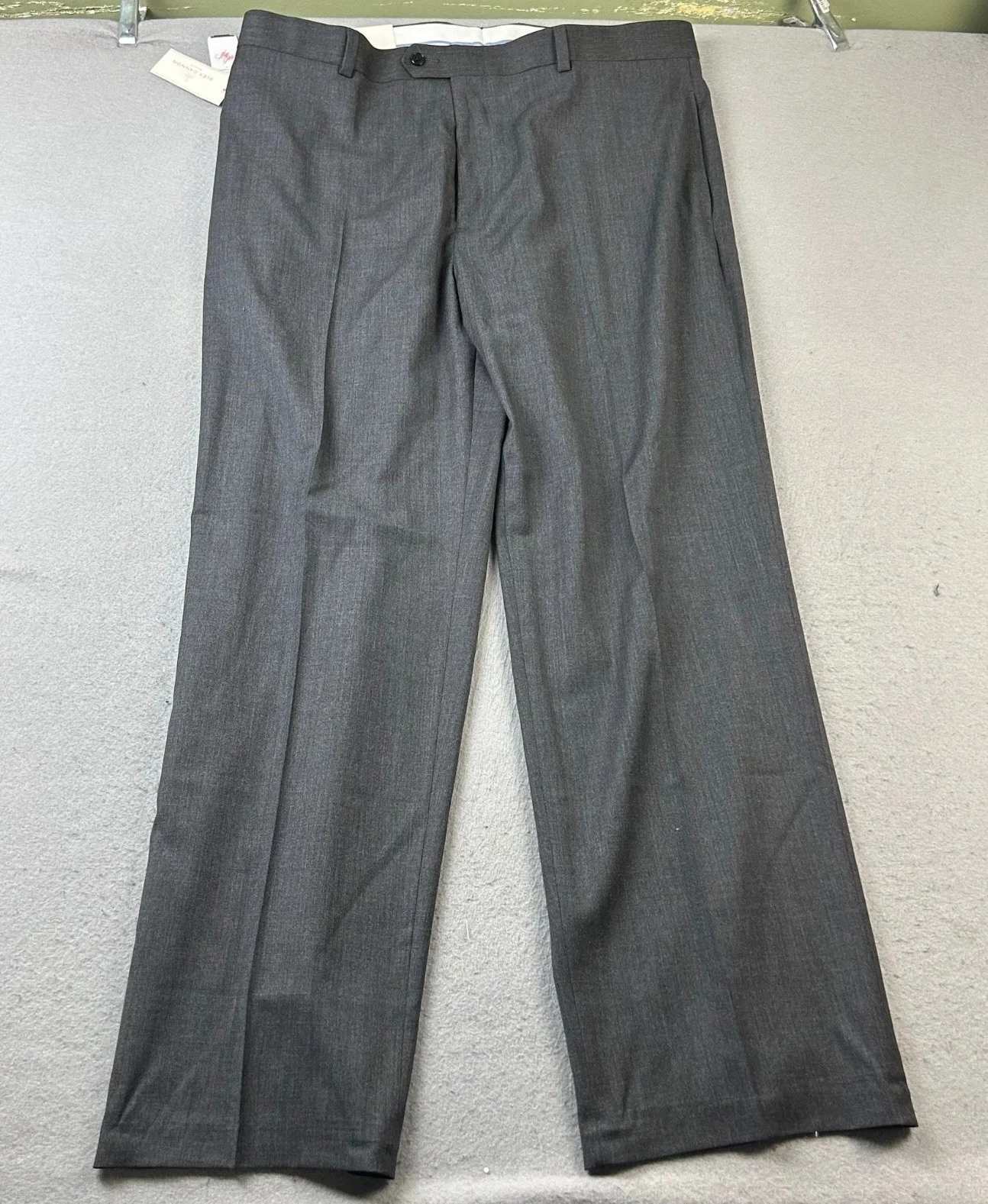 Alex Cannon Pants Mens 40X32 Gray Wool Flat Front Straight Leg NWT