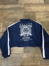 Dallas Cowboys Ladies Official NFL Windbreaker Jacket Sz M Cropped Drawstring