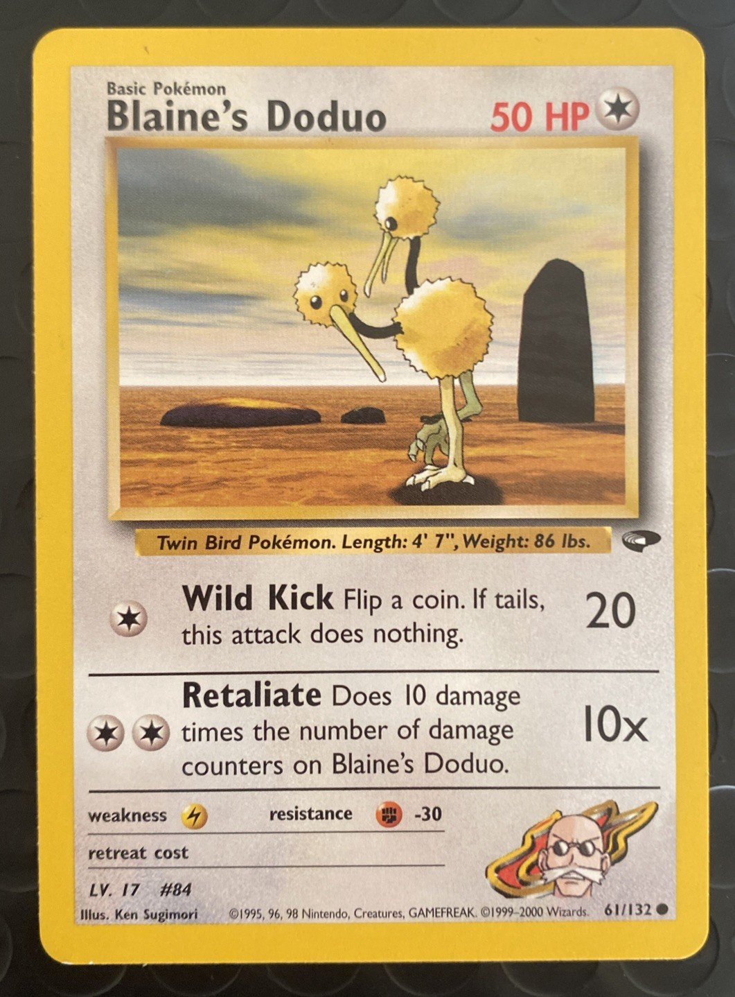 Blaine's Doduo 61/132 Gym Challenge Pokemon Card Vintage