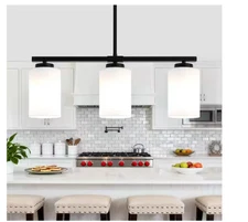 ZSMIHDOH 3-Light Black Modern Kitchen Island Light Fixture Linear Chandelier