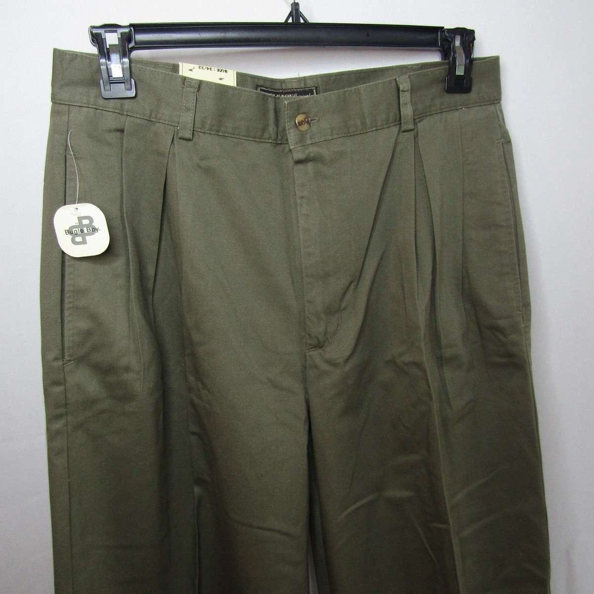 Vintage 90's Bugle Boy Khaki Pants Men's 34x32 Olive Green Double