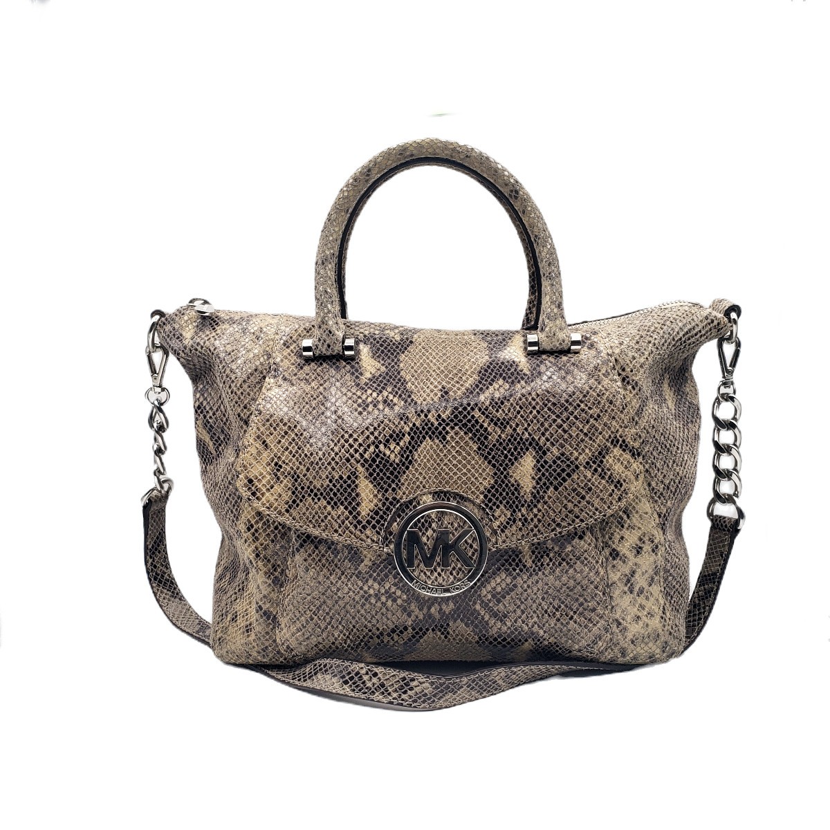 Michael Kors Fulton Python Embossed Leather Bag - image 1
