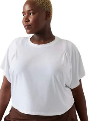 NWT Athleta Elemental Cropped Tee Plus 3X White Oversize Breathable Casual $65