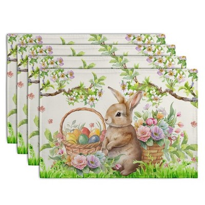 Easter Rabbit Placemats Set of 4 Spring Egg 18x12inch, 