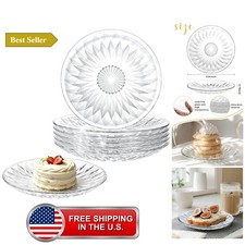 6 Pack Crystal Glass Salad Plate 6 Inch Clear Dessert Plates