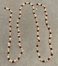 Vintage 8 ft Long Blow Mold Popcorn Foam Cranberry Christmas Tree Garland