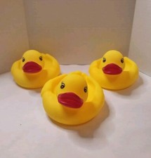 Hobby Lobby Yellow 3.5" Rubber Duck Duckies 3 Pieces - Squeaky Toy