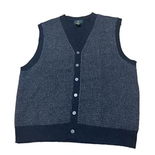 Club Room Vtg Pure New Wool Houndtooth Vest Men L 100% Lambs Wool Dark Western