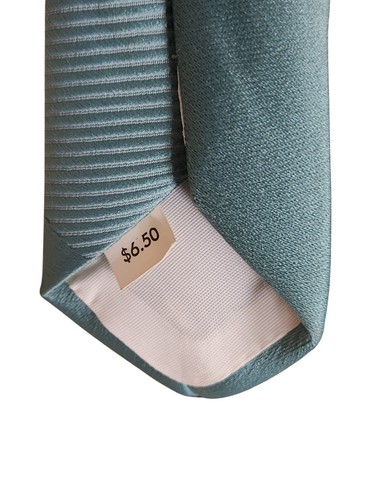 Corbata vintage Mr Blackwell verde menta ancha 4" poliéster a rayas 58" nueva de stock - Imagen 8 de 8