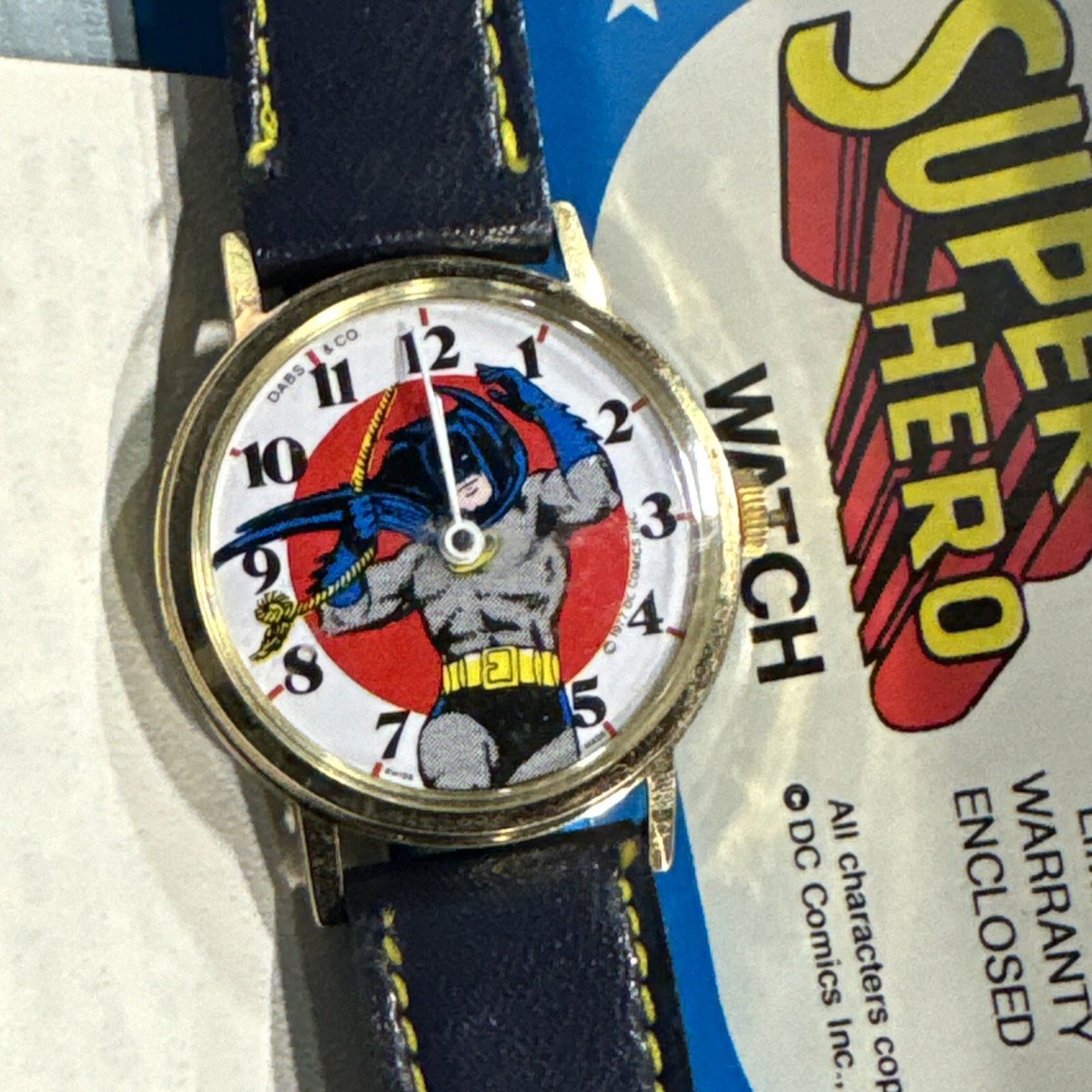 Vintage BATMAN SUPER HERO Wrist WATCH by DABS 1977 Rare DC