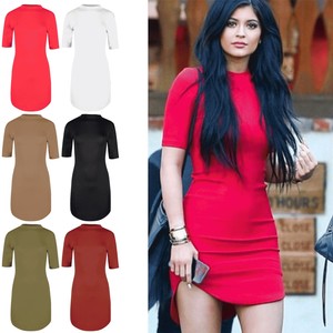 curved hem bodycon dress