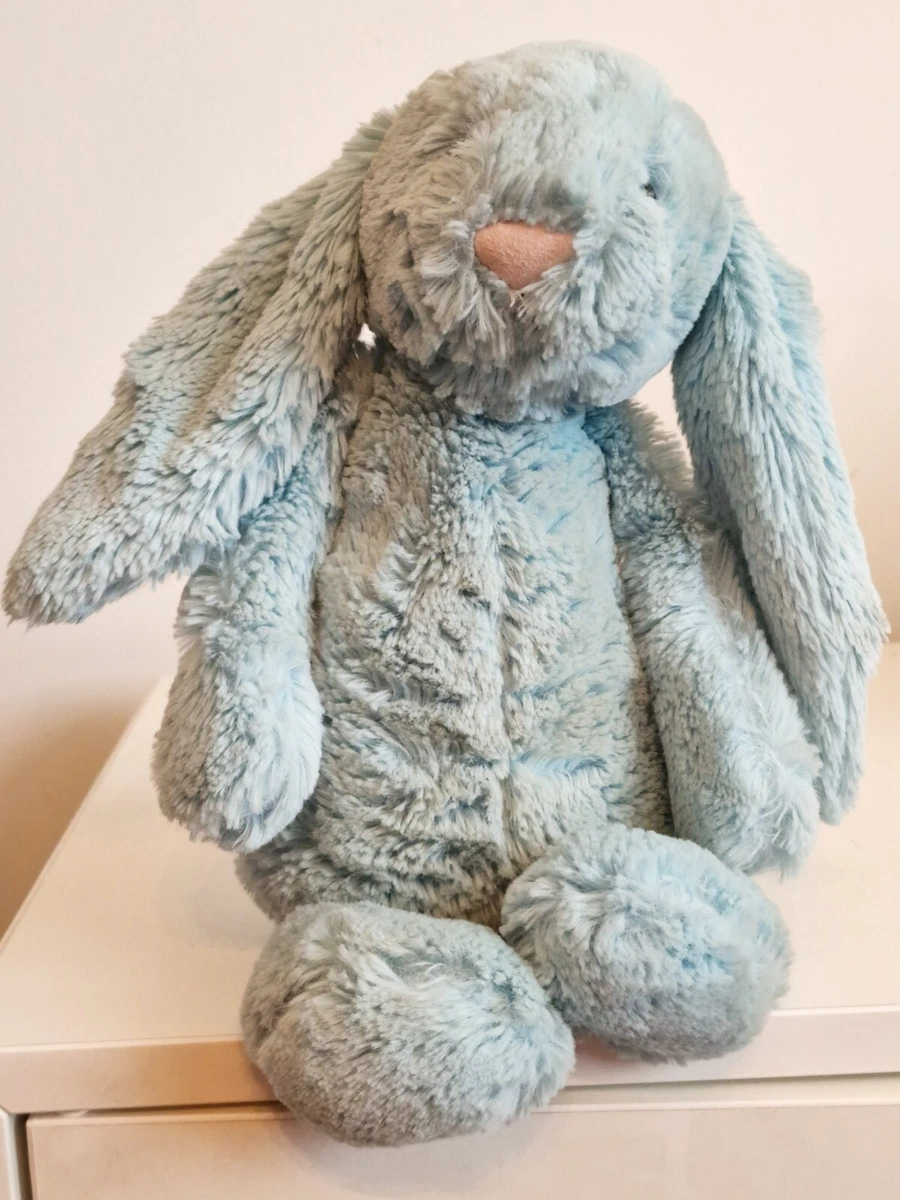 RARE Retired Jellycat Medium AQUA Bashful Bunny Rabbit Plush 31cm