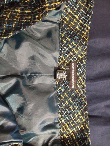 Norton McNaughton Skirt Size 8 Blue Yellow Lined Straight Knee Length - Picture 8 of 11