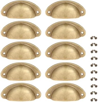 Homdiy 20 Pack Antique Cabinet Knobs, Round Retro Brass Drawer Dresser Handles Ball Metal Kitchen Hardware For Cupboard, 1 Inch - View #14
