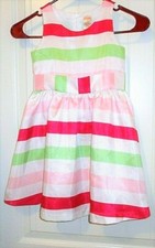 Gymboree, Pink/White/Green Easter Party Dress, Zip  Bow Accent, Lined, 4, NWOT
