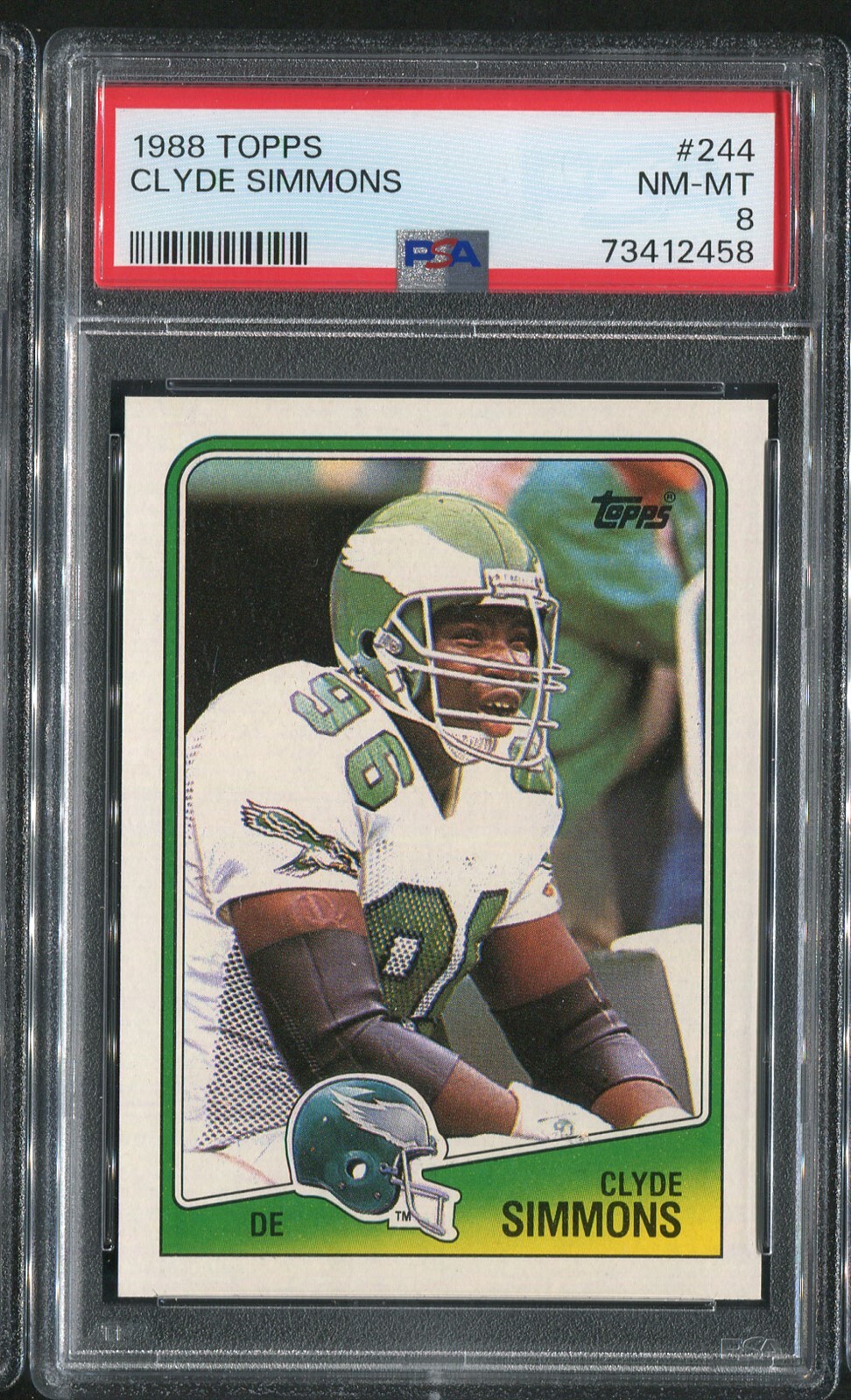 1988 Topps Clyde Simmons RC #244 Eagles PSA 8