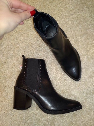 Stradivarius Black Studded Ankle Boots 