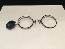 ANTIQUE AUTHENTIC SIGNED ROUND EYEGLASSES WITH ZIP LINE PIN MUST SEE NO RESERVE