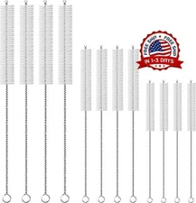 12pc Long Steel Wire Round Tube Gun Cleaning Brushes 12" 10" 8" Brush Bottle NEW