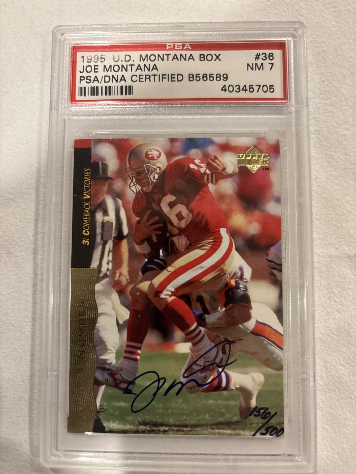 1995 Upper Deck Box Set #36 Joe Montana 49ers /500 PSA Certified Autograph