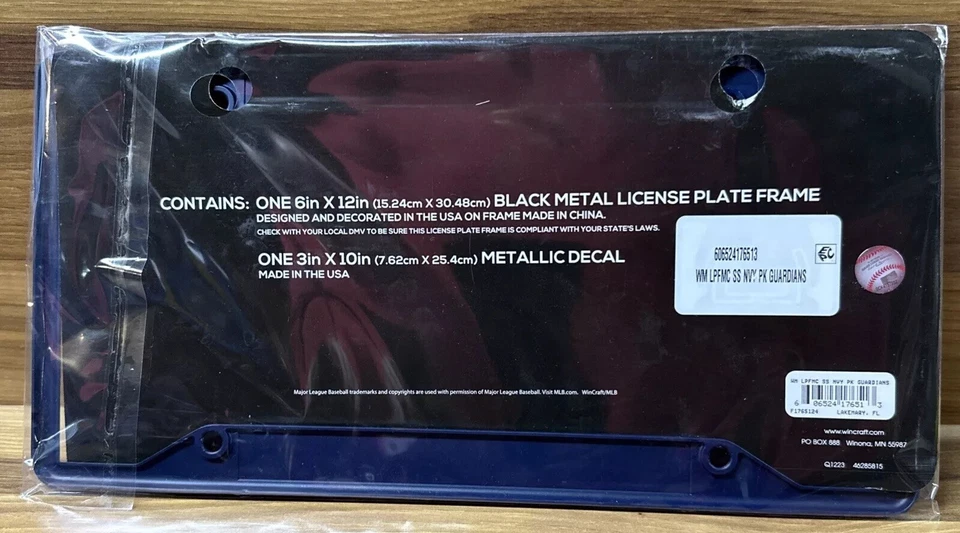 CLEVELAND Guardians Metal License Plate Frame And  One 3”x 10”  Metallic Decal - Image 2 of 4