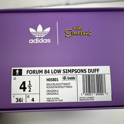 adidas Forum 84 Low | The Simpson's Duffman | H05801 | US 4.5 | eBay