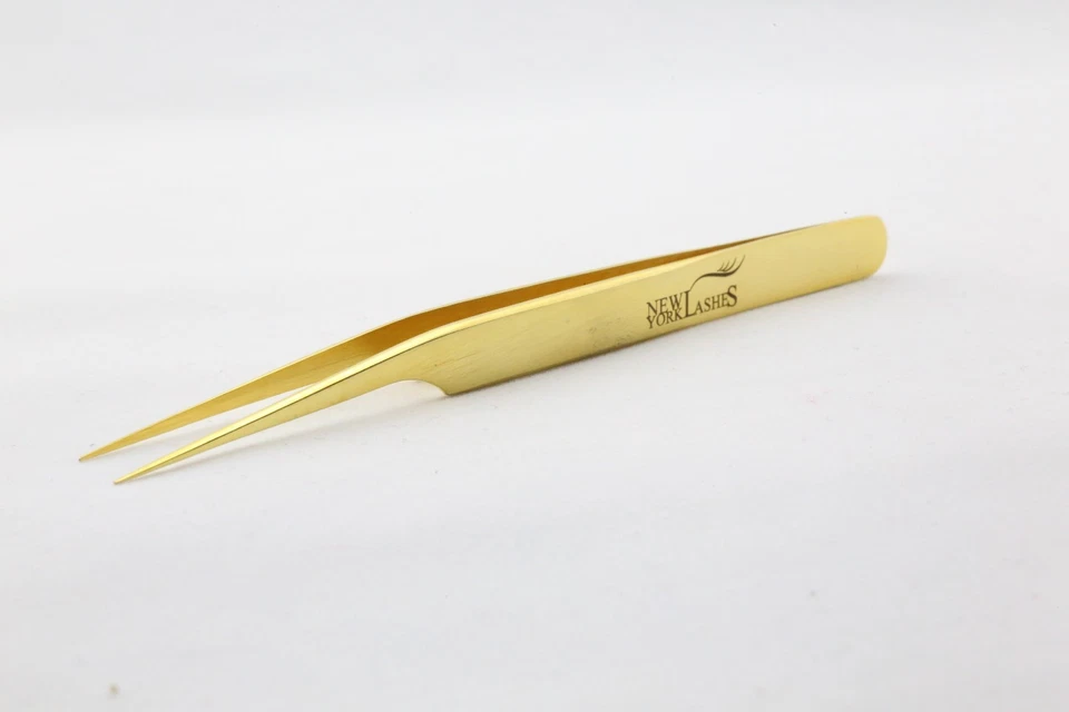 Пинцет для наращивания ресниц прямой, изогнутый или объемный из нержавеющей стали золотой - Изображение 4 из 4