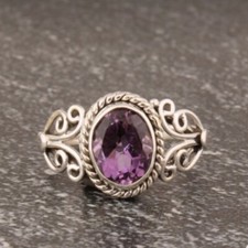 Natural Amethyst 925 Sterling Silver Ring Handmade Jewelry Gift christmas A-426