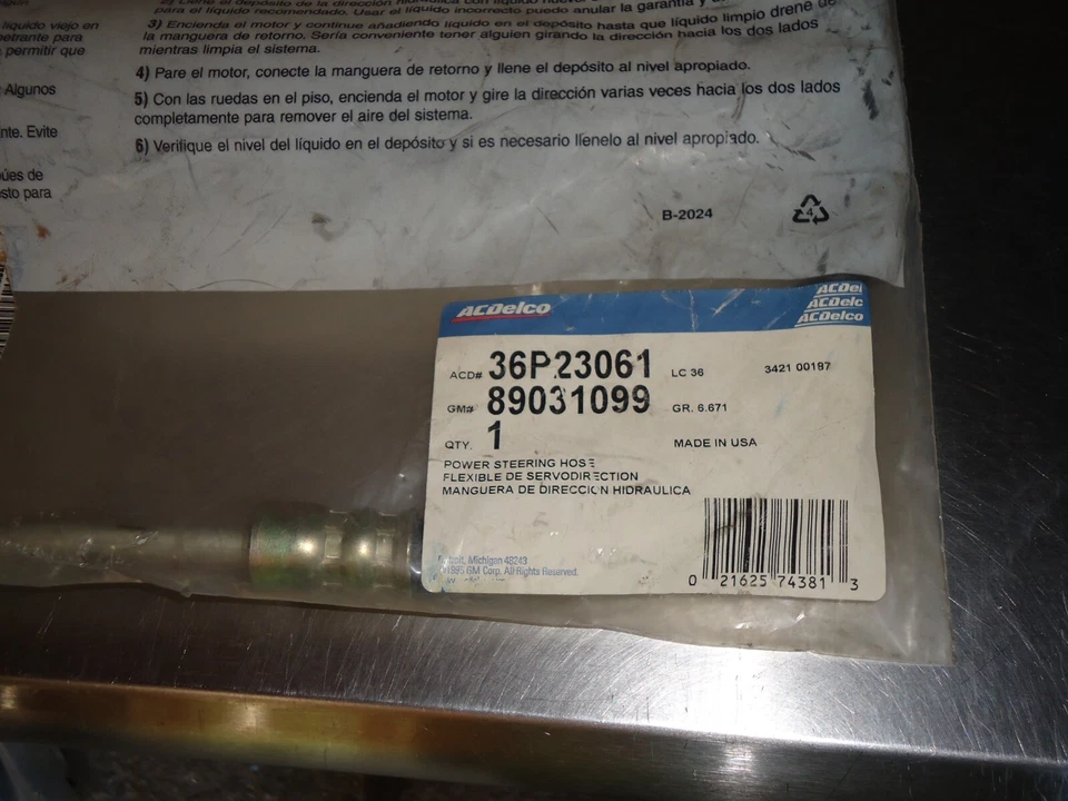 Nueva manguera de dirección asistida AcDelco 36p23061 89031099 1995-1999 Dodge Plymouth neón Foto 2 de 2