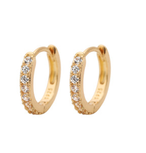 Authentic 5/6/7/8/9mm 2Pcs Silver Gold Plated CZ Huggie Hoop Small Earrings Men Women TH2