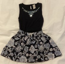 OSHKOSH Bigosh Sz6 Girl Floral Skirt with Black Top 100 Cotton