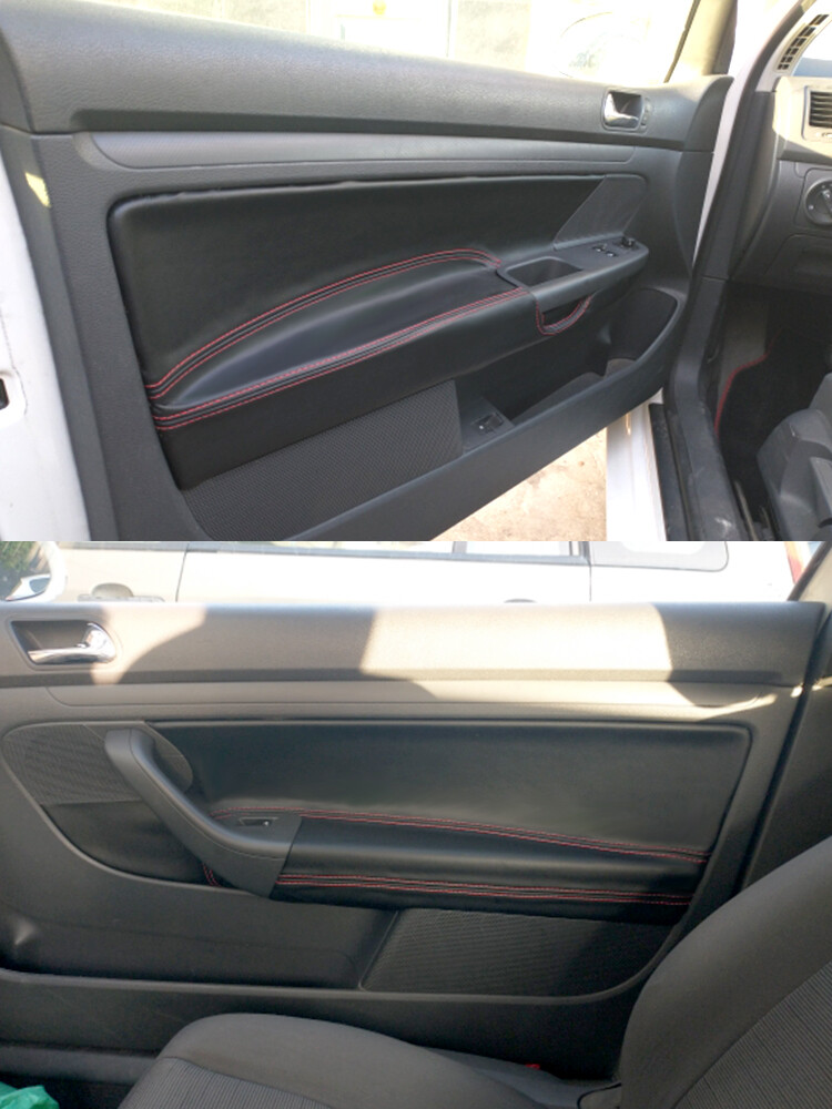 2/3-DOOR Gray Leather Door Armrest Panel Lid Cover For VW Golf MK5 05-10 4pcs thumbnail 6