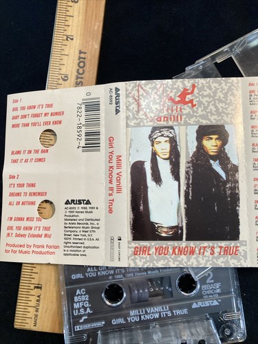 Milli Vanilli Girl You Know It's True Cassette Tape 1989 VG Gag Gift Free Ship - Picture 9 of 9