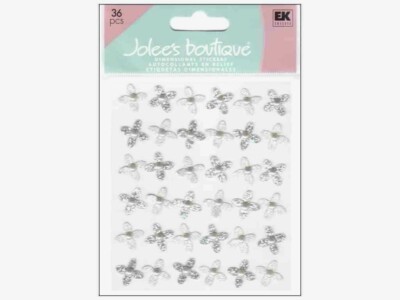 FLOWERS Flower Pearls Silver Glitter Wedding Gem Dance Jolee's Repeat stickers