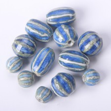 10pcs Fambed Blue Pumpkin Shape Round/Oval 11mm/20x14mm Ceramic Porcelain Beads