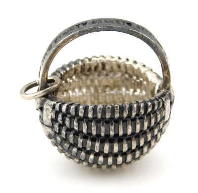 Braune Country Baskets #3 925 Sterling Silber Anhänger Charm