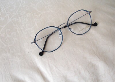NEW EYEGLASS FRAME SEMI-ROUND BLUE METAL FULL RIM WILLIAM MORRIS LONDON  