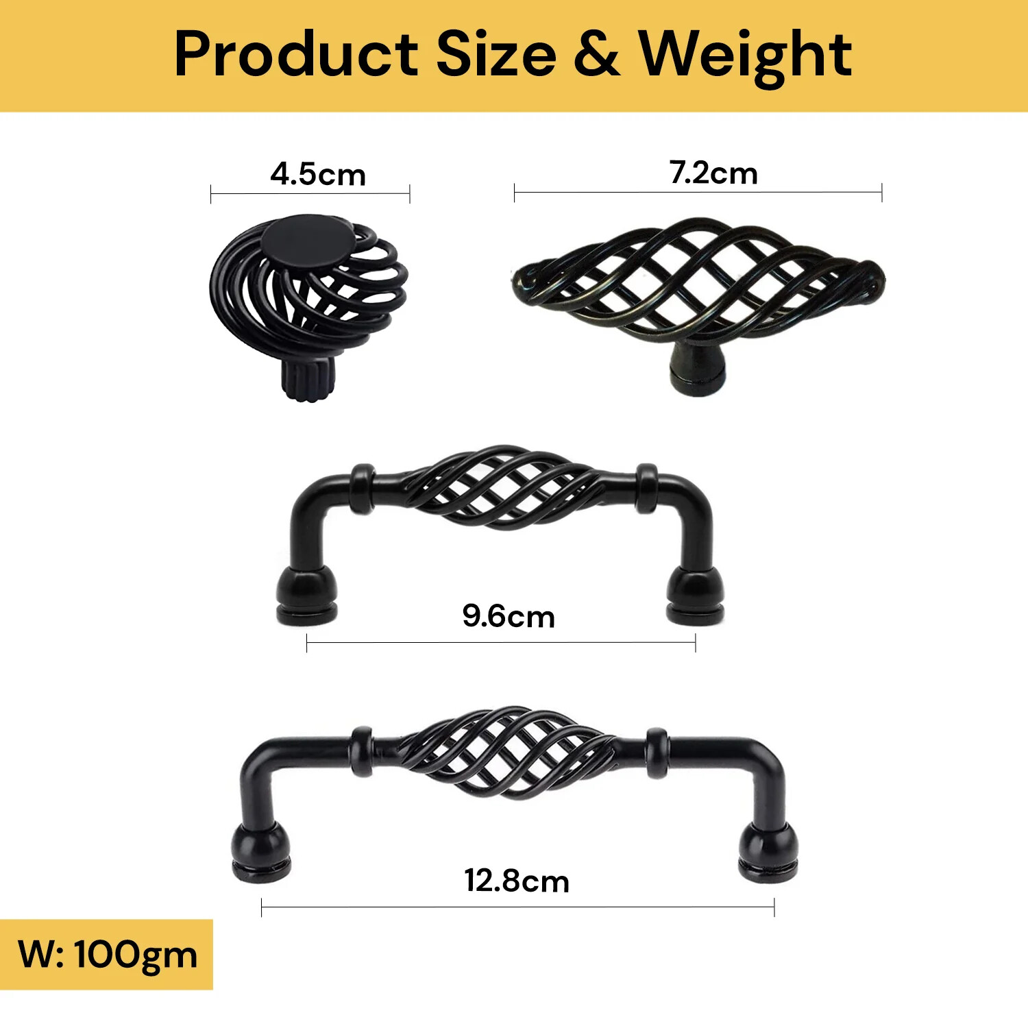 Provincial Birdcage Kitchen Handles Knobs Matt Cupboard Door