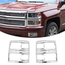 For Chevy Silverado 14 Chrome Headlight Light Lamp Trim Bezel Cover Accessories
