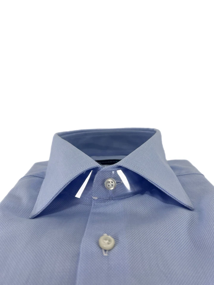 Camicia uomo Bagariny sartoriale cotone Oxford cielo regular fit Made in Italy - Immagine 3 di 4