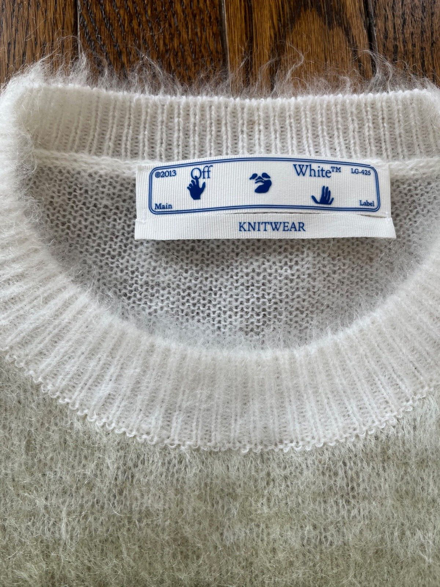 Off-White Diag Arrow Ombré Crewneck Brushed Mohair & Wool Sweater Sz XL NWT