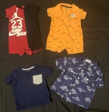 Baby Boys Lot of 4 Size 6-9 Months Short Sleeve One Pieces  T-Shirts Item 1116