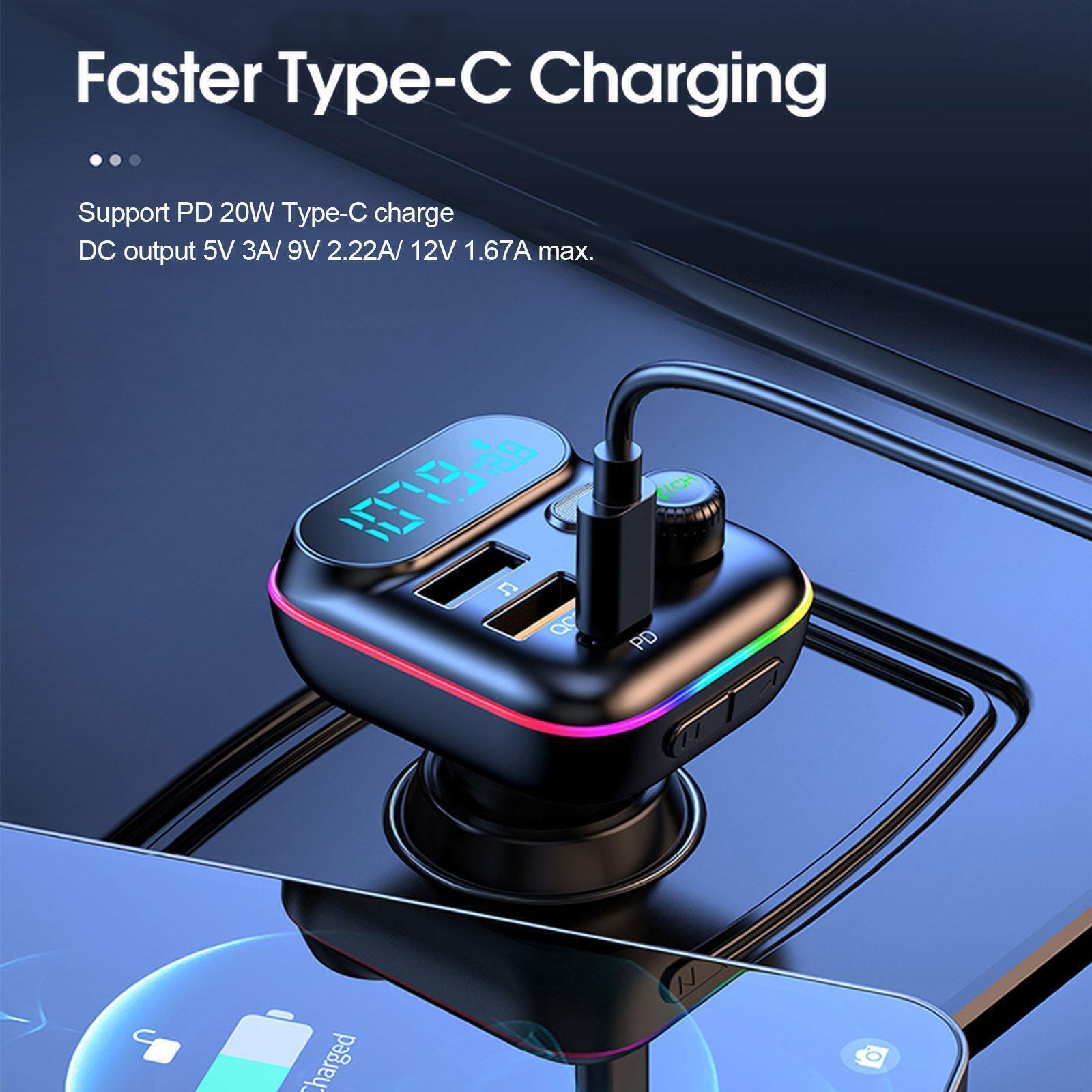 Bluetooth 5.3 FM Transmitter Mit QC3.0 & PD 30W Ladegerät - MP3 Player, Freisprecheinrichtung, Für Auto