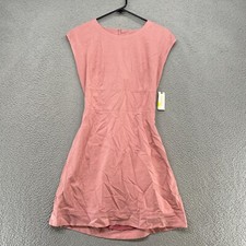 Anthropologie Dress Womens 6 Open Back Utility Pink Mini Tie Back Cap Sleeve
