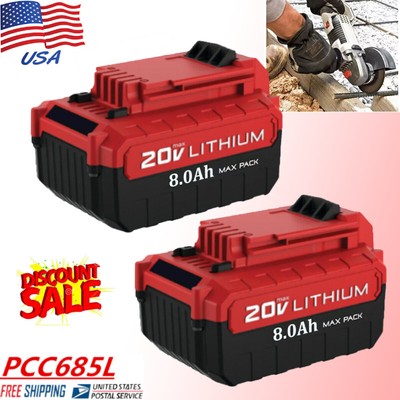 2pack 20V Max For Porter Cable 20 Volt 8.0Ah Battery Lithium-Ion PCC685L PCC682L