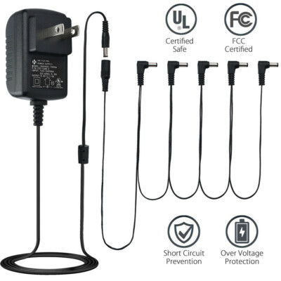 #ad Guitar Pedal Power Supply Adapter 9V 1A Tip Negative 5 Way Daisy Chain Cables $7.19